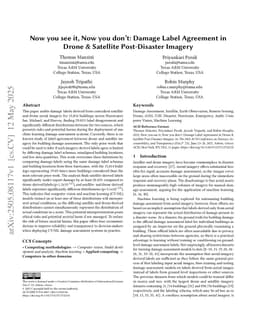 Now you see it, Now you don't: Damage Label Agreement in Drone & Satellite Post-Disaster Imagery