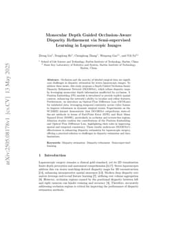 Monocular Depth Guided Occlusion-Aware Disparity Refinement via Semi-supervised Learning in Laparoscopic Images