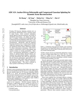 ADC-GS: Anchor-Driven Deformable and Compressed Gaussian Splatting for Dynamic Scene Reconstruction