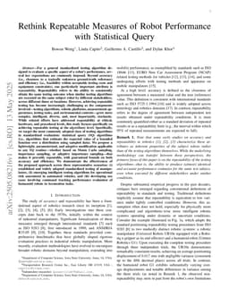 Rethink Repeatable Measures of Robot Performance with Statistical Query
