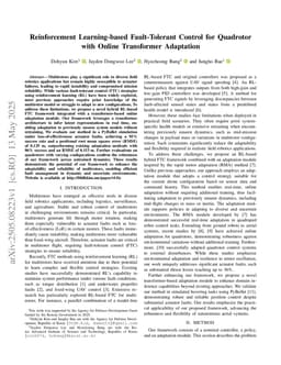 Reinforcement Learning-based Fault-Tolerant Control for Quadrotor with Online Transformer Adaptation