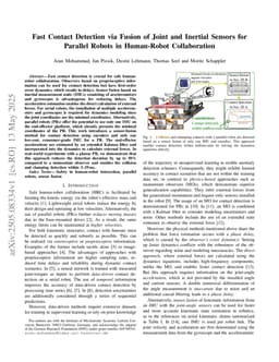 Fast Contact Detection via Fusion of Joint and Inertial Sensors for Parallel Robots in Human-Robot Collaboration