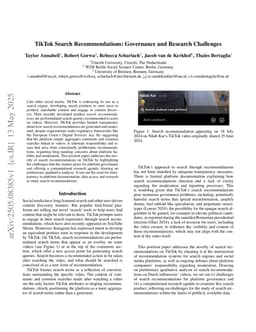TikTok Search Recommendations: Governance and Research Challenges