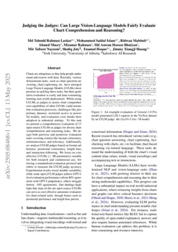 Judging the Judges: Can Large Vision-Language Models Fairly Evaluate Chart Comprehension and Reasoning?