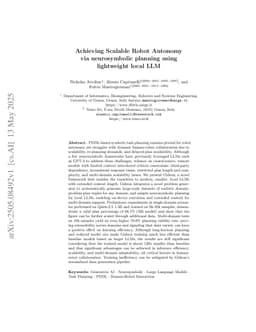 Achieving Scalable Robot Autonomy via neurosymbolic planning using lightweight local LLM