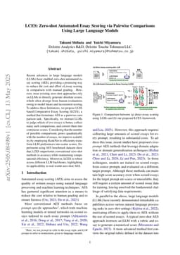 LCES: Zero-shot Automated Essay Scoring via Pairwise Comparisons Using Large Language Models