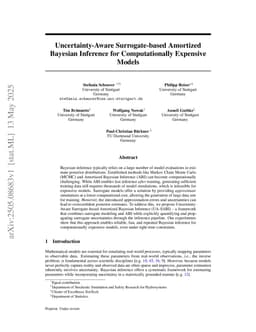 Uncertainty-Aware Surrogate-based Amortized Bayesian Inference for Computationally Expensive Models
