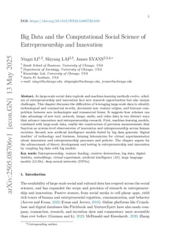 Big Data and the Computational Social Science of Entrepreneurship and Innovation
