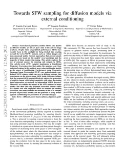 Towards SFW sampling for diffusion models via external conditioning