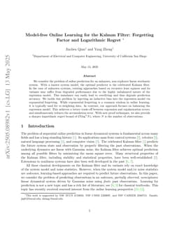 Model-free Online Learning for the Kalman Filter: Forgetting Factor and Logarithmic Regret