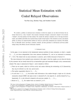 Statistical Mean Estimation with Coded Relayed Observations