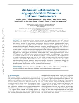 Air-Ground Collaboration for Language-Specified Missions in Unknown Environments
