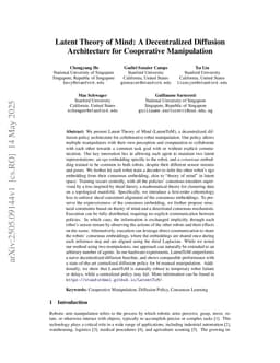 Latent Theory of Mind: A Decentralized Diffusion Architecture for Cooperative Manipulation