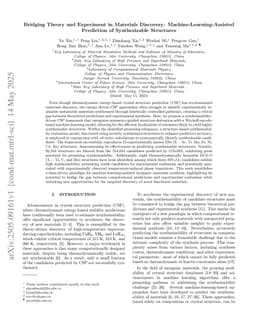 Bridging Theory and Experiment in Materials Discovery: Machine-Learning-Assisted Prediction of Synthesizable Structures