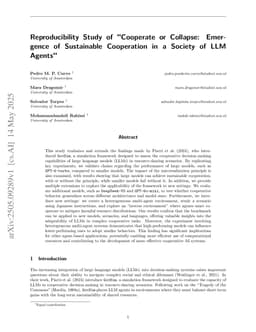 Reproducibility Study of "Cooperate or Collapse: Emergence of Sustainable Cooperation in a Society of LLM Agents"