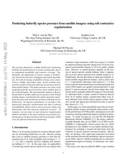 Predicting butterfly species presence from satellite imagery using soft contrastive regularisation