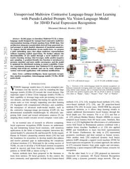 Unsupervised Multiview Contrastive Language-Image Joint Learning with Pseudo-Labeled Prompts Via Vision-Language Model for 3D/4D Facial Expression Recognition