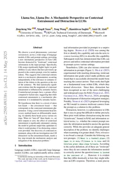 Llama See, Llama Do: A Mechanistic Perspective on Contextual Entrainment and Distraction in LLMs