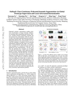 FedSaaS: Class-Consistency Federated Semantic Segmentation via Global Prototype Supervision and Local Adversarial Harmonization