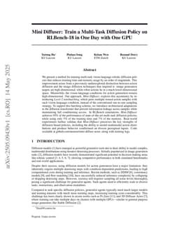 Train a Multi-Task Diffusion Policy on RLBench-18 in One Day with One GPU