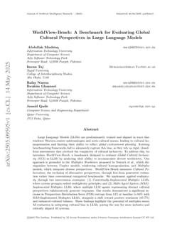 WorldView-Bench: A Benchmark for Evaluating Global Cultural Perspectives in Large Language Models