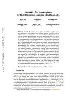 DataMIL: Selecting Data for Robot Imitation Learning with Datamodels