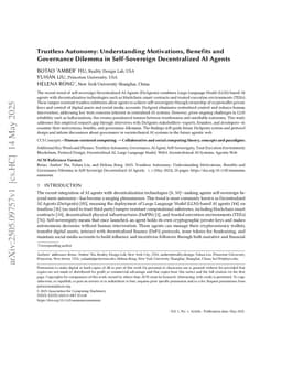 Trustless Autonomy: Understanding Motivations, Benefits and Governance Dilemma in Self-Sovereign Decentralized AI Agents