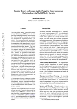 Interim Report on Human-Guided Adaptive Hyperparameter Optimization with Multi-Fidelity Sprints