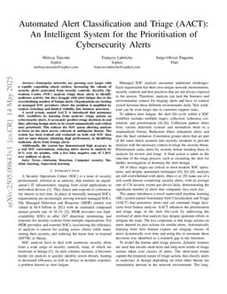 Automated Alert Classification and Triage (AACT): An Intelligent System for the Prioritisation of Cybersecurity Alerts