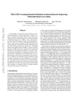 VRU-CIPI: Crossing Intention Prediction at Intersections for Improving Vulnerable Road Users Safety