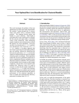 Near Optimal Best Arm Identification for Clustered Bandits