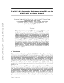 RAIDEN-R1: Improving Role-awareness of LLMs via GRPO with Verifiable Reward