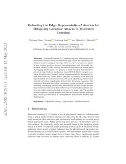 Defending the Edge: Representative-Attention for Mitigating Backdoor Attacks in Federated Learning