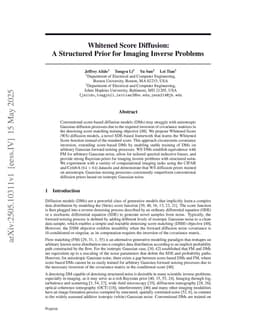 Whitened Score Diffusion: A Structured Prior for Imaging Inverse Problems