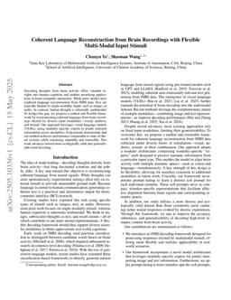 Coherent Language Reconstruction from Brain Recordings with Flexible Multi-Modal Input Stimuli