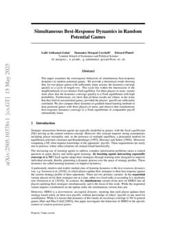 Simultaneous Best-Response Dynamics in Random Potential Games