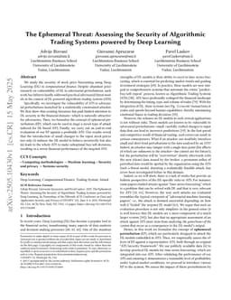 The Ephemeral Threat: Assessing the Security of Algorithmic Trading Systems powered by Deep Learning