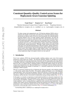 Consistent Quantity-Quality Control across Scenes for Deployment-Aware Gaussian Splatting