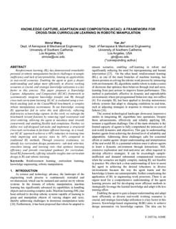 Knowledge capture, adaptation and composition (KCAC): A framework for cross-task curriculum learning in robotic manipulation