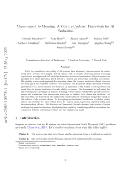 Measurement to Meaning: A Validity-Centered Framework for AI Evaluation