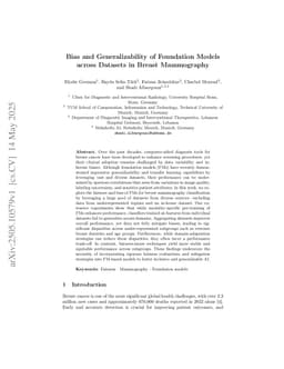 Bias and Generalizability of Foundation Models across Datasets in Breast Mammography