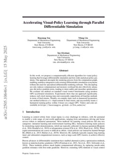 Accelerating Visual-Policy Learning through Parallel Differentiable Simulation