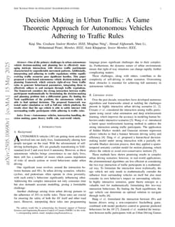 Decision Making in Urban Traffic: A Game Theoretic Approach for Autonomous Vehicles Adhering to Traffic Rules