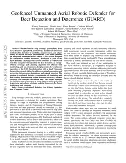 Geofenced Unmanned Aerial Robotic Defender for Deer Detection and Deterrence (GUARD)