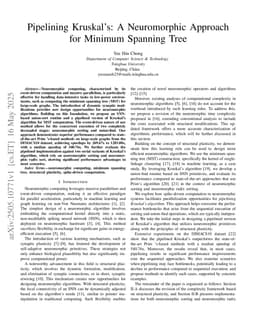 Pipelining Kruskal's: A Neuromorphic Approach for Minimum Spanning Tree