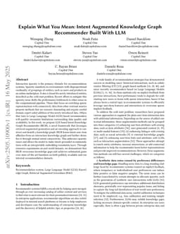 Explain What You Mean: Intent Augmented Knowledge Graph Recommender Built With An LLM
