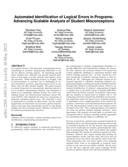 Automated Identification of Logical Errors in Programs: Advancing Scalable Analysis of Student Misconceptions