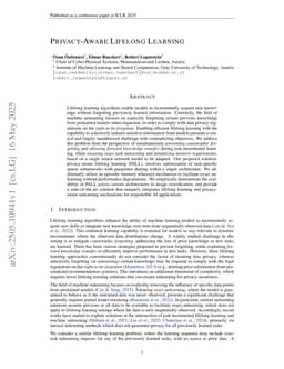 Privacy-Aware Lifelong Learning