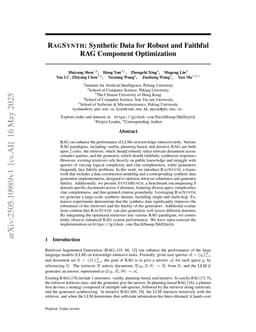 RAGSynth: Synthetic Data for Robust and Faithful RAG Component Optimization