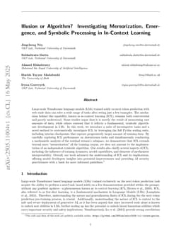Illusion or Algorithm? Investigating Memorization, Emergence, and Symbolic Processing in In-Context Learning